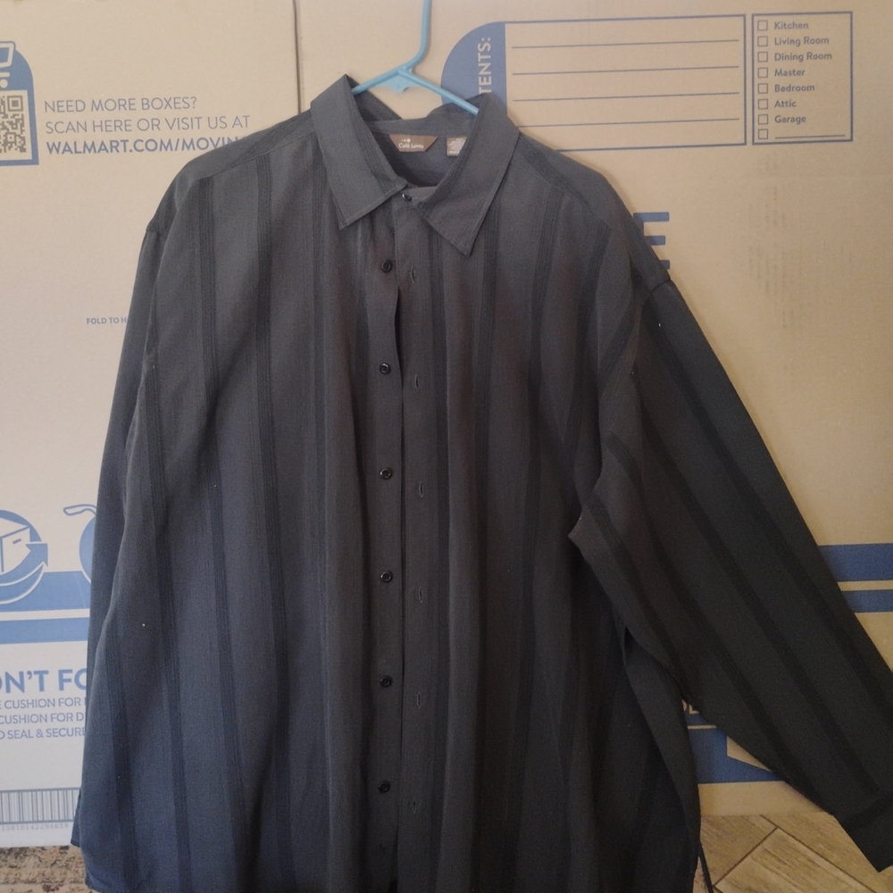 Cafe Luna Men’s 2XL Chocolate Brown Dress Shirt – Brown Stripped,100% polyester